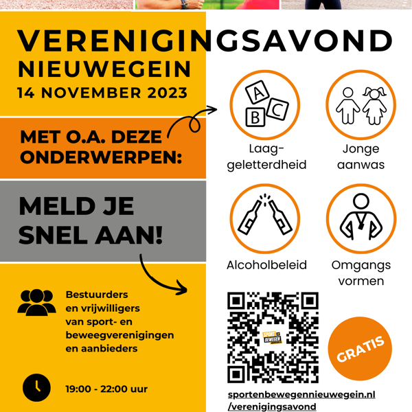 Flyer met de info over het symposium voor verenigingen op 14 november 2023
