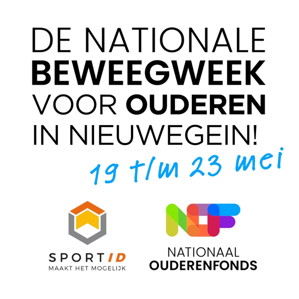 Banner met de tekst De Nationale Beweegweek voor ouderen in Nieuwegein van 19 t/m 23 mei